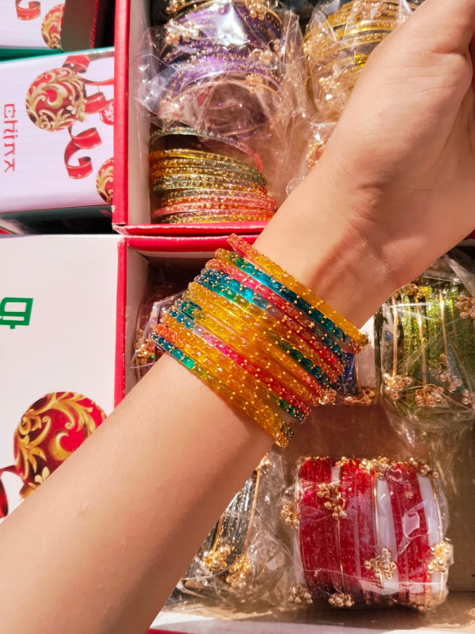 Orignal Kashmiri Indian Bangles set in Multi colors